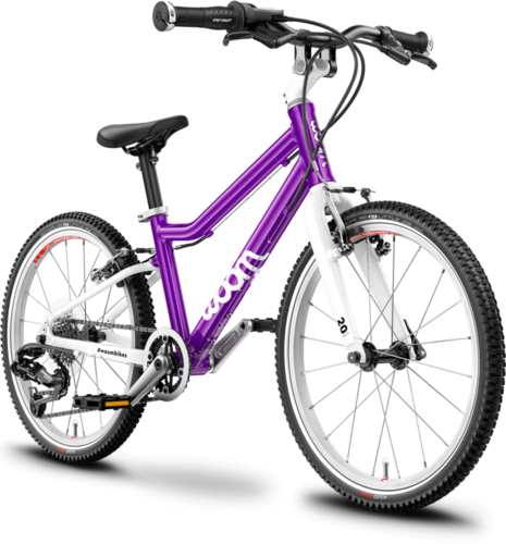 Detský ľahký bicykel WOOM 4 - JUNIOR BALÍČEK (Farba fialová; Stojan Woom, Fľaša GLUG s držiakom, Blatníky, Zvonček Vienna)