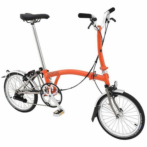 Skladací bicykel Brompton jednofarebný TITÁNOVÝ (FARBA: Orange; H-TYP; 6 rýchlostný)