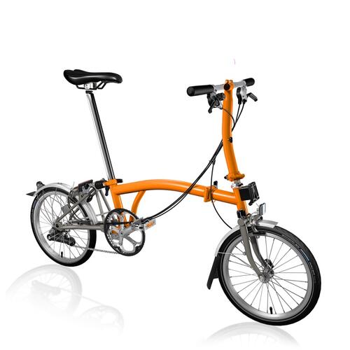 Skladací bicykel Brompton jednofarebný TITÁNOVÝ (FARBA: Orange; S-TYP; 6 rýchlostný)