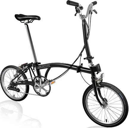 Skladací bicykel Brompton jednofarebný (FARBA: Čierna; H-TYP; 3 rýchlostný)