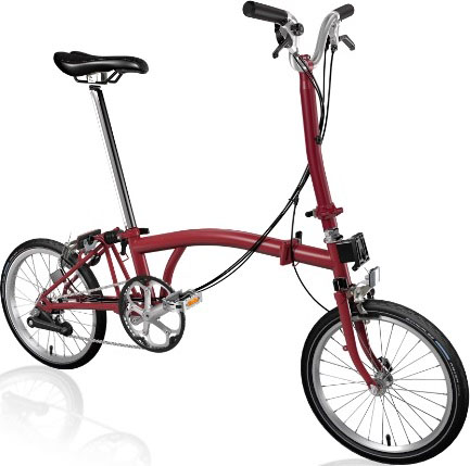 Skladací bicykel Brompton jednofarebný (FARBA: House Red; H-TYP; 3 rýchlostný)