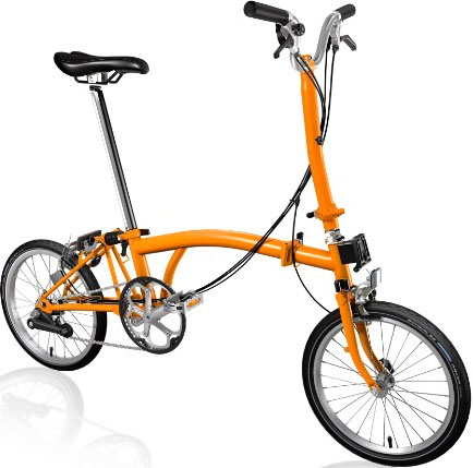 Skladací bicykel Brompton jednofarebný (FARBA: Signal Orange; H-TYP; 3 rýchlostný)