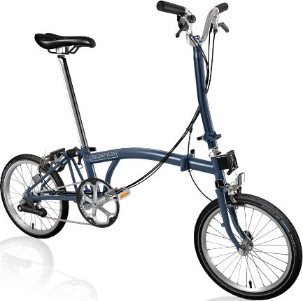 Skladací bicykel Brompton jednofarebný (FARBA: Tempest Blue; H-TYP; 2 rýchlostný)