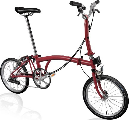 Skladací bicykel Brompton jednofarebný (FARBA: House Red; M-TYP; 3 rýchlostný)