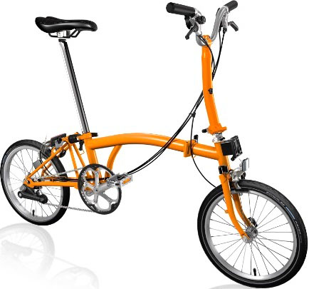 Skladací bicykel Brompton jednofarebný (FARBA: Signal Orange; M-TYP; 2 rýchlostný)