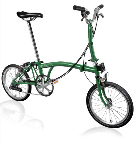Skladací bicykel Brompton jednofarebný (FARBA: Racing Green; M-TYP; 6 rýchlostný)