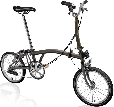 Skladací bicykel Brompton jednofarebný (FARBA: Raw Lacquer; M-TYP; 6 rýchlostný)