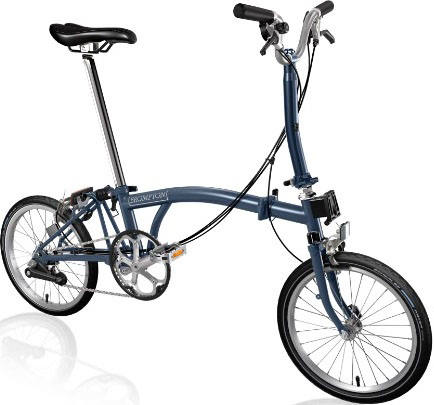 Skladací bicykel Brompton jednofarebný (FARBA: Tempest Blue; M-TYP; 6 rýchlostný)