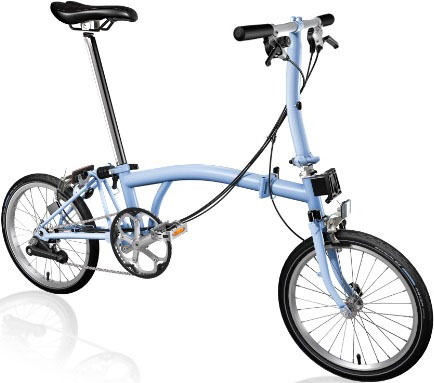 Skladací bicykel Brompton jednofarebný (FARBA: Cloud Blue; S-TYP; 6 rýchlostný)