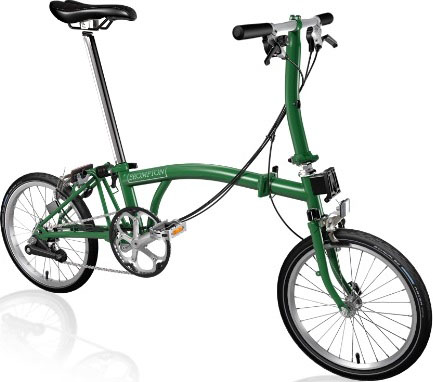 Skladací bicykel Brompton jednofarebný (FARBA: Racing Green; S-TYP; 2 rýchlostný)