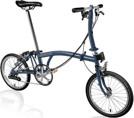 Skladací bicykel Brompton jednofarebný (FARBA: Tempest Blue; S-TYP; 2 rýchlostný)