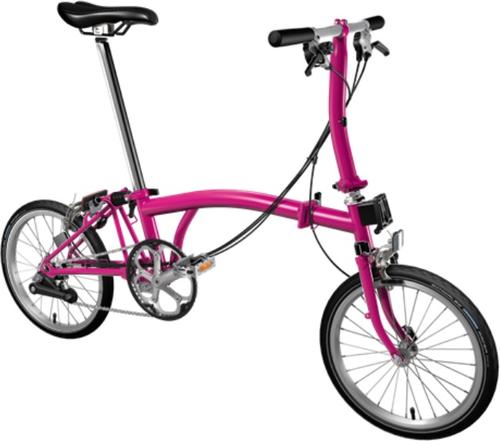 Skladací bicykel Brompton S6 jednofarebný (Hot Pink)