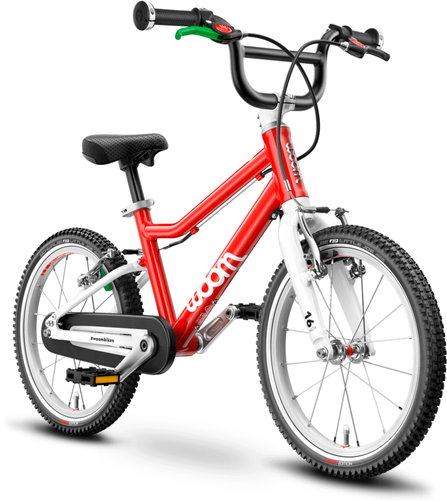 Detský ľahký bicykel WOOM 3 (Červený, Osvetlenie Woom, ZÁMOK LOKKI: červený, Stojan woom 3)